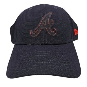 Atlanta Braves New Era 39THIRTY Hat Mens Medium Large Black Red MLB Authentic